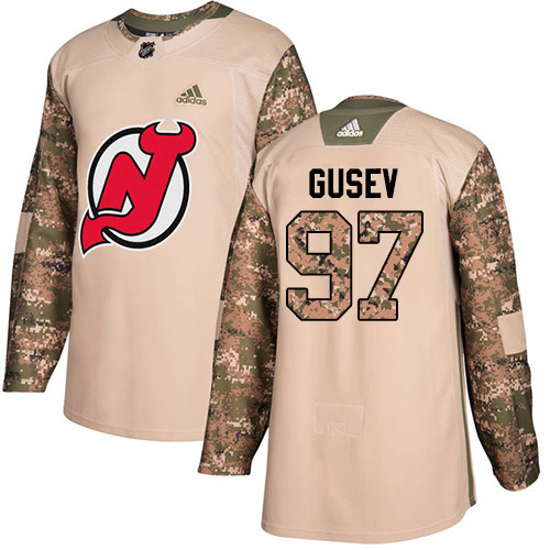 Adidas Devils #97 Nikita Gusev Camo Authentic 2017 Veterans Day Stitched Youth NHL Jersey